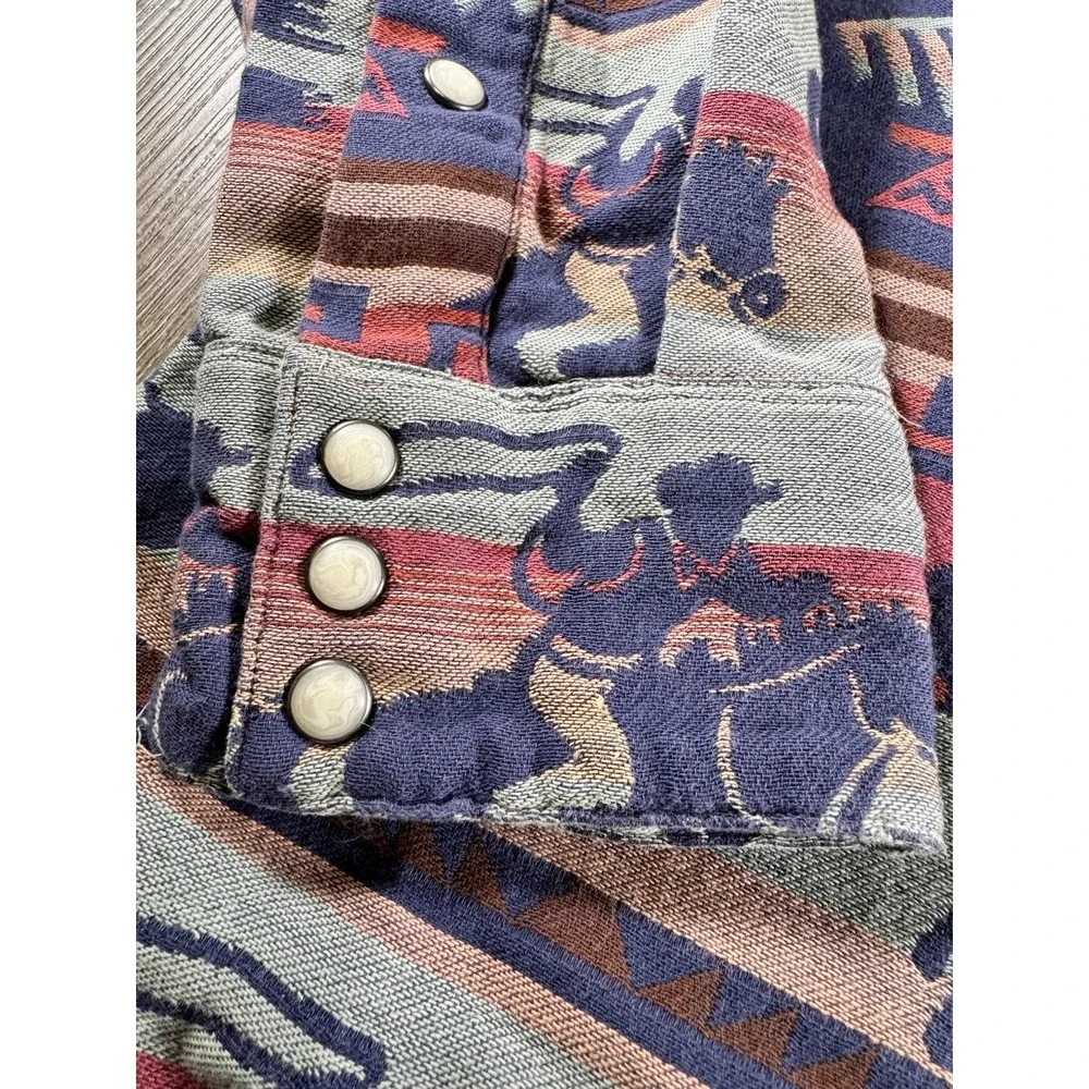 Polo Ralph Lauren Western Shirt Mens L Southwestern Aztec Cowboy Pearl Snap